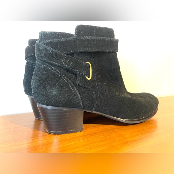 GIANI BERNINI Black Oleesia Round Toe Block Heel Zip-Up Leather Booties Size 5.5 - Picture 2 of 8